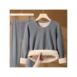 Plus Size - Men'S & Women'S Thermal Underwear Set - Heavy-Duty Fleece-Lined Thermal Pants, Extreme Cold Proof Winter Pants, /Neutral Colors, Round Neck Base Layer for Everyday & Formal Wear - Cold Weather Essentials, Thermal Underwear for Women