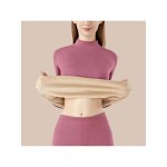 Plus Size - Women'S Thermal Underwear Set - Fleece-Lined Thickened Winter Panties, Full Coverage Round Neck Base Layer, Soft Stretchy Fabric for Cold Weather, Everyday & Formal Wear, Cozy Warmth, Seamless Design, Layering Essentials (Solid Color)