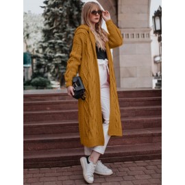 Plus Size - HERTALK Women'S Oversized Hooded Cable Sweater - Winter Warm Long Loose Fit Sweater with Round Neck & Raglan Sleeves, Plus Size Friendly Solid Color Cozy Sweater for Fall/Winter, Casual Elegant Style in & More Neutral Tones (No Chest Pad