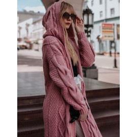 Plus Size - HERTALK Women'S Oversized Hooded Cable Sweater - Winter Warm Long Loose Fit Sweater with Round Neck & Raglan Sleeves, Plus Size Friendly Solid Color Cozy Sweater for Fall/Winter, Casual Elegant Style in & More Neutral Tones (No Chest Pad