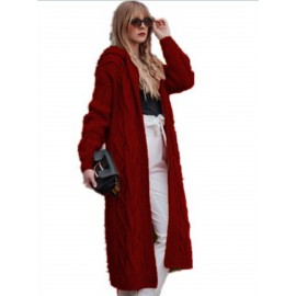 Plus Size - HERTALK Women'S Oversized Hooded Cable Sweater - Winter Warm Long Loose Fit Sweater with Round Neck & Raglan Sleeves, Plus Size Friendly Solid Color Cozy Sweater for Fall/Winter, Casual Elegant Style in & More Neutral Tones (No Chest Pad