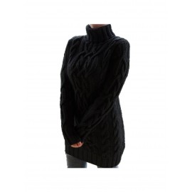 Plus Size, Women' Plus-Size High-Neck Long Cardigan Dress - Winter Warm Maxi Dress, Loose Fit Solid Color Machine Washable Outerwear for Cold Weather, Cozy Fall & Winter Attire