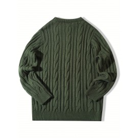 New Autumn-Winter Men's Casual Commuter Solid Color Crew Neck Knit Pullover