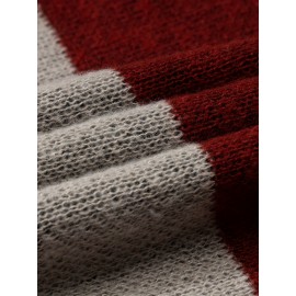 Men's Casual Color Block Knit Sweater, Soft Warm Pullover for Fall/Winter