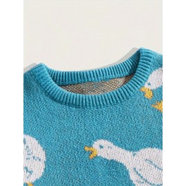 Men's Trendy Cute Pattern Animal Goose Pullover Casual Couple Street Round Neck Sweater Knitwear Warm