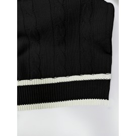 Men's Preppy Striped Color-Block Casual Versatile Knit Vest