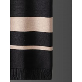 [Summer Striped T-Shirt] LVLAEA Men's Summer Striped Pullover T-Shirt | Short Sleeve, Crew Neck, Casual Rayon Blend, Rib-Knit, Slight Stretch, Fashionable Stripes, Everyday Wear, Regular Fit, Breathable, Skin-Friendly