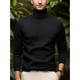 [Men's Turn-Collar Sweater] Cross-Border New Autumn-Winter Men's Solid Color Turn-Collar Pullover Knit Sweater