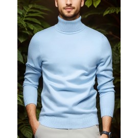 [Men's Turn-Collar Sweater] Cross-Border New Autumn-Winter Men's Solid Color Turn-Collar Pullover Knit Sweater