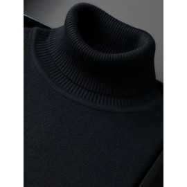 [Men's Turn-Collar Sweater] Cross-Border New Autumn-Winter Men's Solid Color Turn-Collar Pullover Knit Sweater