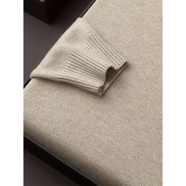 [Men's Turn-Collar Sweater] Cross-Border New Autumn-Winter Men's Solid Color Turn-Collar Pullover Knit Sweater