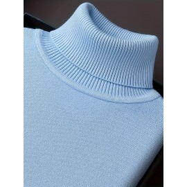 [Men's Turn-Collar Sweater] Cross-Border New Autumn-Winter Men's Solid Color Turn-Collar Pullover Knit Sweater