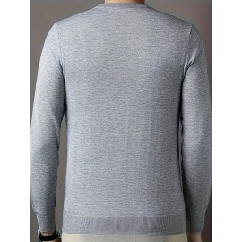 New Men'S Solid Color Round Neck Knitted Pullover Sweater