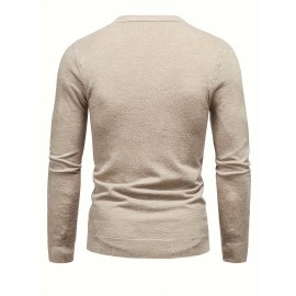 New Men'S Solid Color Round Neck Knitted Pullover Sweater