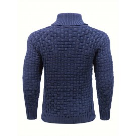 Men's Casual Waffle Knit Lapel Button Sweater