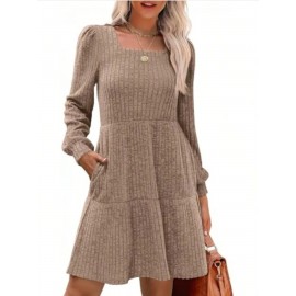 Solid Color Round Neck Dress Sweater