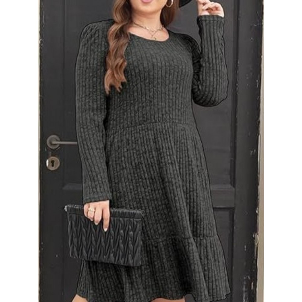 Solid Color Round Neck Dress Sweater