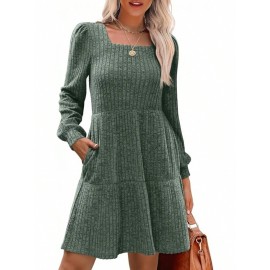 Solid Color Round Neck Dress Sweater