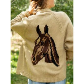 Women's Beige Shawl Collar cardigan - Long Sleeve non-stretch Sweater, Button-Front Closure for Spring/Fall/Summer Layering, Office Casual Outfits - Women's Sweater Tops, Spring Layering, Relaxed Fit, Quality Stitching, Stylish Outerwear, Weekend Wear