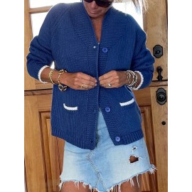 Women's Beige Shawl Collar cardigan - Long Sleeve non-stretch Sweater, Button-Front Closure for Spring/Fall/Summer Layering, Office Casual Outfits - Women's Sweater Tops, Spring Layering, Relaxed Fit, Quality Stitching, Stylish Outerwear, Weekend Wear