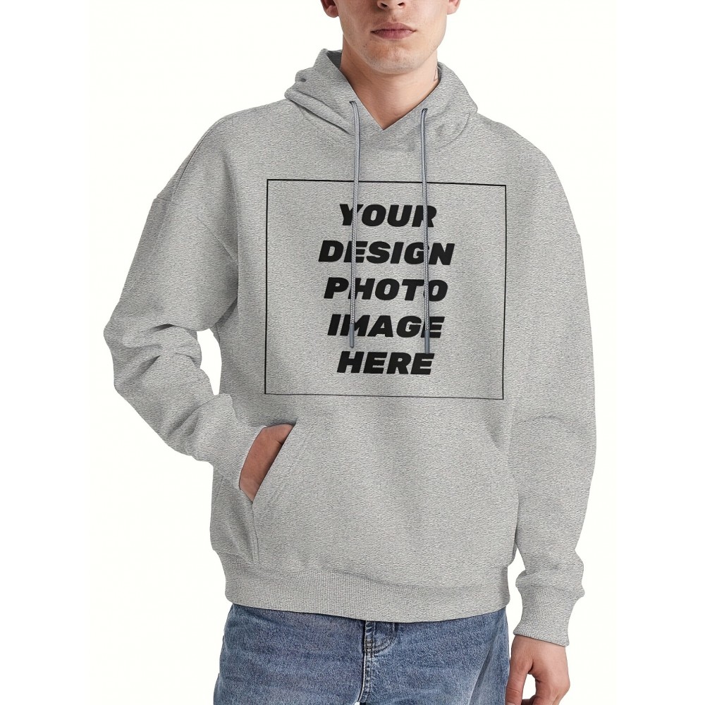 Large size 0XL - 7XL Personalized Men'S Cap Hoodie with Pockets | Add Your Own Picture or Photo Design for a Special Gift - Soft and Comfortable Casual Sports Long-Sleeved Pullover Fashionable Sportswear, Plus Size