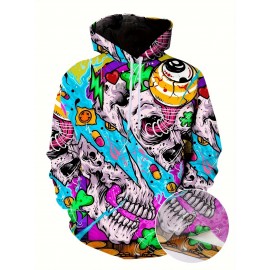 Men'S Plus Size Hoodie - Stretchy Fabric Pullover Sweatshirt with Hood, Halloween Costume Party Outfit, Casual Winter Clothing for Big & Tall Men - Easy Care Hooded Sweatshirt, Comfortable Fit, PLUS SIZE