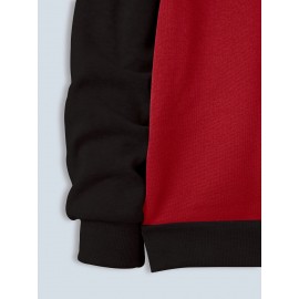 TD25 Raglan Sleeve Color Block Casual Plus Size Men's Hoodie, PLUS SIZE