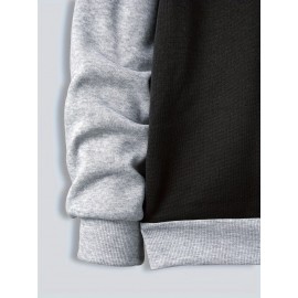 TD25 Raglan Sleeve Color Block Casual Plus Size Men's Hoodie, PLUS SIZE