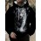 Men'S Plus-Size Hoodie with 3D Print Black Background And White Tiger Totem Design, a Trendy Streetwear Piece Featuring a Unique Animal Pattern, Plus Size