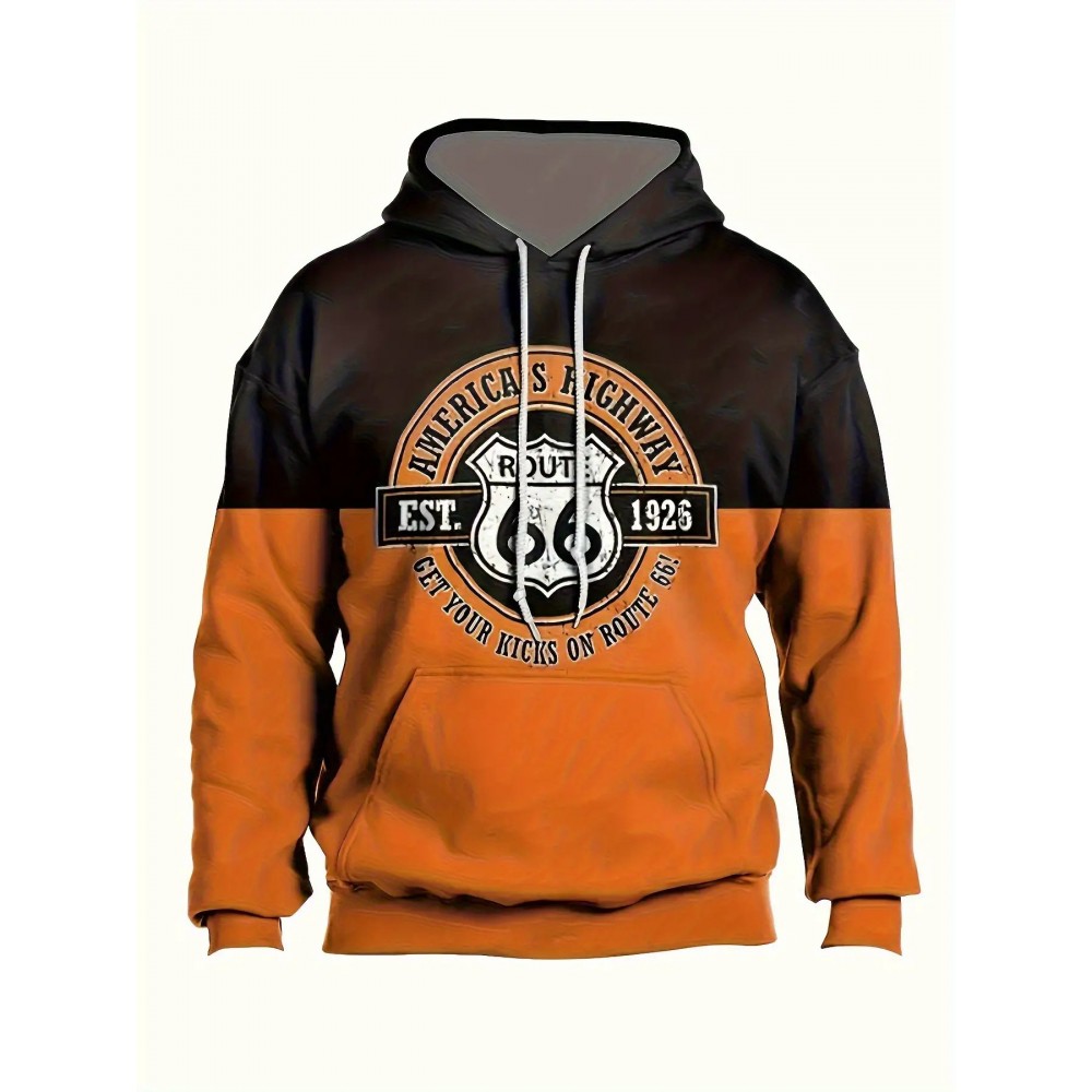 Plus-Size Men'S Pullover Hoodie with 3D Printing, Featuring a Loose Fit And Long Sleeves, Perfect for Urban Fashion in Spring And Autumn. It Is Machine Washable And Designed for Comfort And Style in Outdoor Casual Wear. Available in Large Sizes