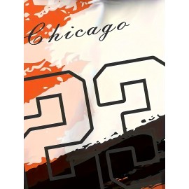 Men'S Chicago 22 Graphic Print Hoodie - Orange & Black Casual Pullover with Drawstring Pockets, Regular Fit Long Sleeve Sweatshirt for Spring/Fall, Daily Wear & Gifts, PLUS SIZE