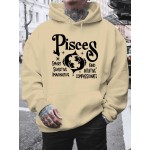 Plus Size Pisces Pattern Hoodie | Comfortable Fuzzy Sweatshirt with Zodiac Design, Printed with 