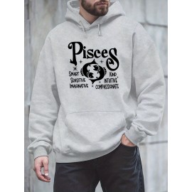 Plus Size Pisces Pattern Hoodie | Comfortable Fuzzy Sweatshirt with Zodiac Design, Printed with 