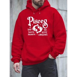Plus Size Pisces Pattern Hoodie | Comfortable Fuzzy Sweatshirt with Zodiac Design, Printed with 