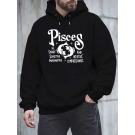 Plus Size Pisces Pattern Hoodie | Comfortable Fuzzy Sweatshirt with Zodiac Design, Printed with 