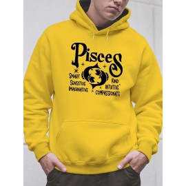 Plus Size Pisces Pattern Hoodie | Comfortable Fuzzy Sweatshirt with Zodiac Design, Printed with 