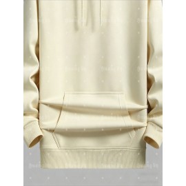 Men's Large Light Yellow Sweatshirt - Personalized /, Loose Fit Kangaroo Pocket Pullover, Machine Washable Casual Streetwear Hoodie for Groups, Teams & Corporate Branding ( Orders Welcome), PLUS SIZE