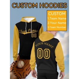 Custom Men'S Hoodies Featuring Personalized Names And Numbers - Available in Multiple Colors, Suitable for Baseball, Hiking, And Everyday Casual Wear - with a Hood, Front Pocket, Made of, Perfect for Outdoor Activities, Plus Size