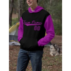 Custom Men'S Hoodies Featuring Personalized Names And Numbers - Available in Multiple Colors, Suitable for Baseball, Hiking, And Everyday Casual Wear - with a Hood, Front Pocket, Made of, Perfect for Outdoor Activities, Plus Size