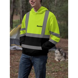 Custom Men's Hooded with Personalized Name/Text/Logo Print - Heavy-Duty Breathable Fabric Suitable for Gym, Team Uniforms, Promotional Wear - Adjustable Hood, Self-Defined Branding, Durable Casual Workwear for Large Sizes, PLUS SIZE