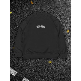 Men'S Plus Size Sweatshirt | Western Forest Print, Casual Street Style, Long Sleeve, Crew Neck, Regular Fit for Autumn-Winter