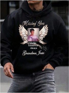 Plus Size (L-5XL) Men'S Memorial Custom Photo Hoodie | Personalized 