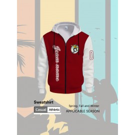 Men's Plus-Size Custom Full-Zip Sweatshirt - Personalized Logo & Text Printing, Size Hoodie for Branding/Gym/Outdoor Wear, Machine Washable Casual Sportswear (Regular Fit) - Orders Welcome Suitable for Gym,, Daily Wear, PLUS SIZE