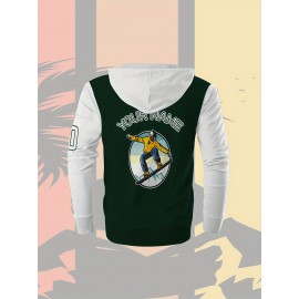 Men's Plus-Size Custom Full-Zip Sweatshirt - Personalized Logo & Text Printing, Size Hoodie for Branding/Gym/Outdoor Wear, Machine Washable Casual Sportswear (Regular Fit) - Orders Welcome Suitable for Gym,, Daily Wear, PLUS SIZE