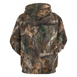 Men's Classic Hunting Camouflage Pullover Sweatshirt, Fuzzy Pullover Sweatshirt, PLUS SIZE