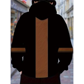 Men's long sleeved 3D minimalist pattern printed casual drawstring hooded sweatshirt in autumn and winter seasons, large size, PLUS SIZE