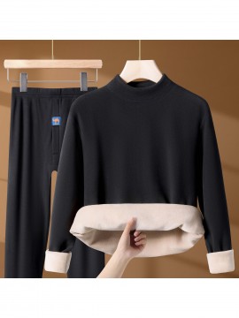 Plus Size - Men'S & Women'S Thermal Underwear Set - Heavy-Duty Fleece-Lined Thermal Pants, Extreme Cold Proof Winter Pants, /Neutral Colors, Round Neck Base Layer for Everyday & Formal Wear - Cold Weather Essentials, Thermal Underwear for Women