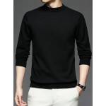 New Men'S Solid Color Round Neck Knitted Pullover Sweater