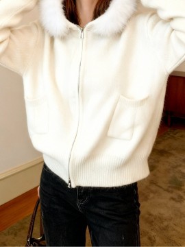 Women'S Korean Winter Jacket with Fur Collar - Loose Fit Hooded Coat, /All-Season Outerwear for Casual & Formal Events, Easy-Care Cardigan Sweater (Women'S Clothing)