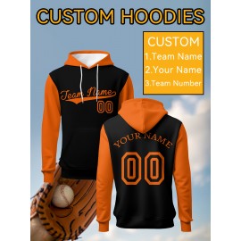 Custom Men'S Hoodies Featuring Personalized Names And Numbers - Available in Multiple Colors, Suitable for Baseball, Hiking, And Everyday Casual Wear - with a Hood, Front Pocket, Made of, Perfect for Outdoor Activities, Plus Size